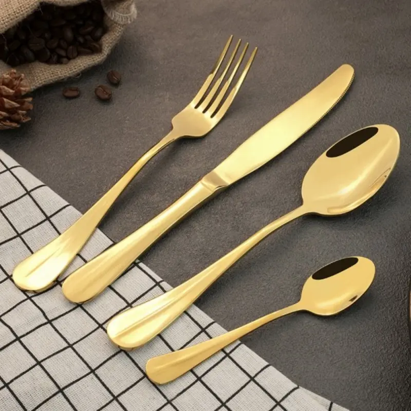 Faqueiro Dourado Kit 24 Pcs Luxo Com Premium Complet Cozinha