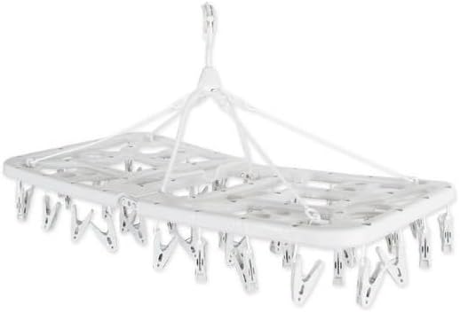 Varal de Roupas Íntimas Dobrável com 48 Prendedores Resistentes Ideal para Meias Lingerie e Peças Delicadas Uso Interno e Externo Econômico e Compacto (Branco)
