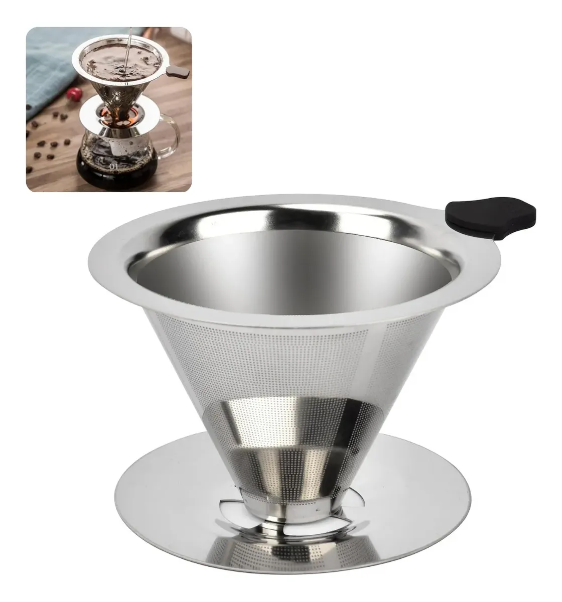 Coador De Café Aço Inox 103 Permanente Reutilizavel Lavavel