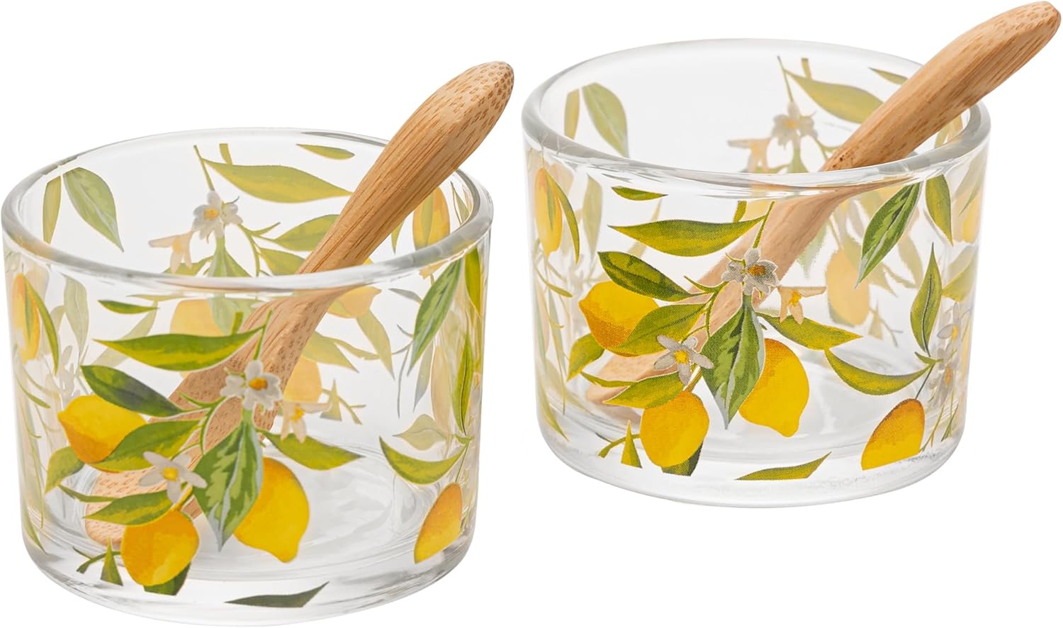 LYOR - Conjunto 2 Molheiras com Colheres Siciliano 7cm x 7cm x 5cm Vidro