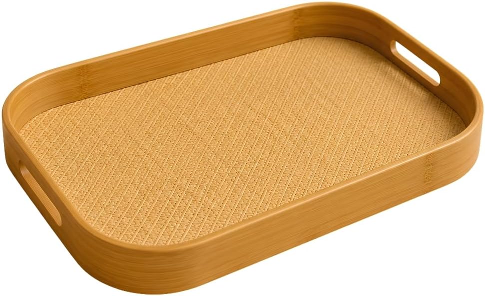 Bandeja de Servir Ovalada, Bambu e Palhinha, 40x28x5 | Decoração, Organizador Ovalado