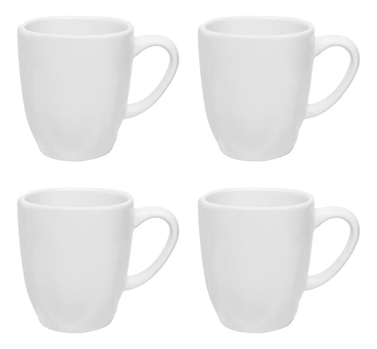 Jogo 4 Canecas De 380ml Em Porcelana Ryo White Oxford